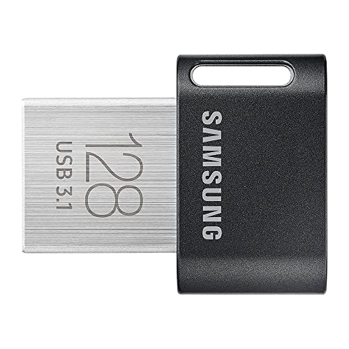 SAMSUNG FIT Plus 3.1 USB Flash Drive, 128GB, 400MB/s, Plug In and Stay, Storage Expansion for Laptop, Tablet, Smart TV, Car Audio System, Gaming Console, MUF-128AB/AM,Gunmetal Gray