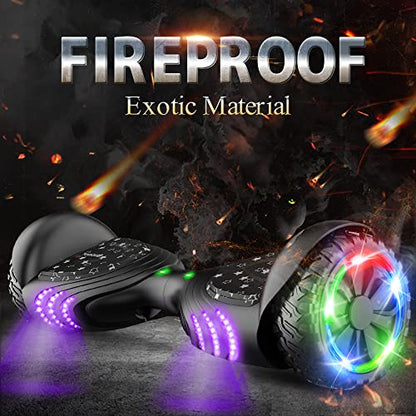 TOMOLOO Hoverboards for Kids Ages 6-12, 6.5" Two-Wheel All Terrain Off Road Hoverboard for Adults Hover Board All Terrain Bluetooth and LED with Music Speaker- colorful RGB light
