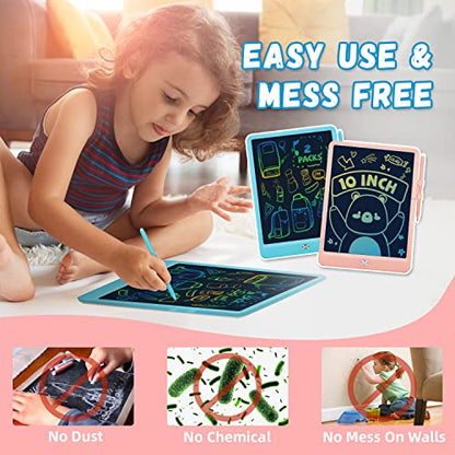Kids Toys 2 Packs LCD Writing Tablet, 3 4 5 6 Year Old Boys Toys Gifts Doodle Board, 10 Inch Drawing Pad Airplane Travel Road Trip Essentials, Toddler Kids Games Birthday Christmas Stocking Stuffers