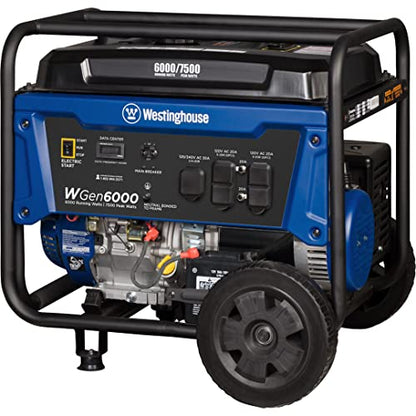 Westinghouse Outdoor Power Equipment 7500 Peak Watt Home Backup Portable Generator, Transfer Switch Ready 30A Outlet, Gas Powered, CARB Compliant