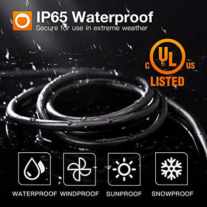 addlon 25 Feet Outdoor Extension Cord Waterproof Deep Black 16 AWG 3 Prong, Flexible Long Wires Perfect for Home or Office Use, UL Listed