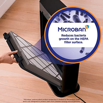 Shark HE402AMZ Air Purifier 4 True HEPA with Microban Protection Cleans up to 1000 Sq. Ft., Captures 99.98% of particles, allergens, smoke, odors to 0.1–0.2 microns, Advanced Odor Lock, 4 Fan, Grey