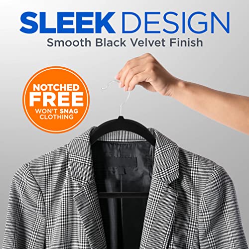 SereneLife Premium Non-Slip Velvet Hangers - Space Saving Heavy Duty Slim Suit Clothes Hanger Set with 360 Degree Swivel Metal Hook, Can Hold Up to 10 Lbs. For Coats, Jackets, Pants & Dress (100-Pack)