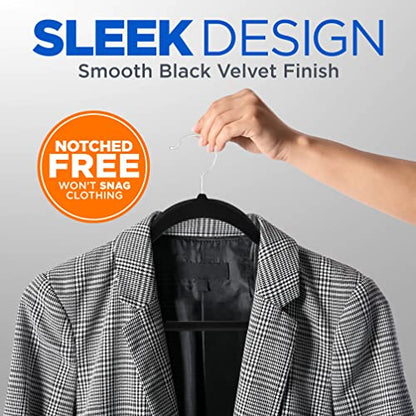 SereneLife Premium Non-Slip Velvet Hangers - Space Saving Heavy Duty Slim Suit Clothes Hanger Set with 360 Degree Swivel Metal Hook, Can Hold Up to 10 Lbs. For Coats, Jackets, Pants & Dress (100-Pack)