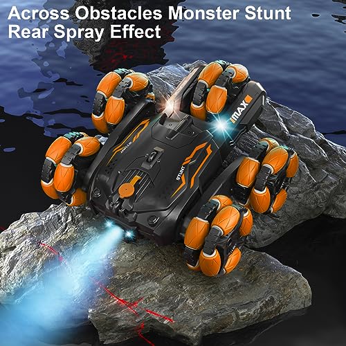 RC Car for Boys|Girls, RC Stunt Car with A Key Deformation&Memory Running, Double Sided Flip Stunt car,360 Rotating 2.4Ghz Indoor/Outdoor All Terrain Electric Toy Cars Gifts