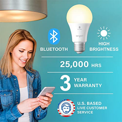Sengled Alexa Light Bulb 75W Equivalent, Smart Light Bulbs Bluetooth Mesh 1050 LM, Smart Bulbs That Work with Alexa Only 2700K, High Brightness, Soft White A19 Dimmable Bulb, No Hub Required, 4 Pack