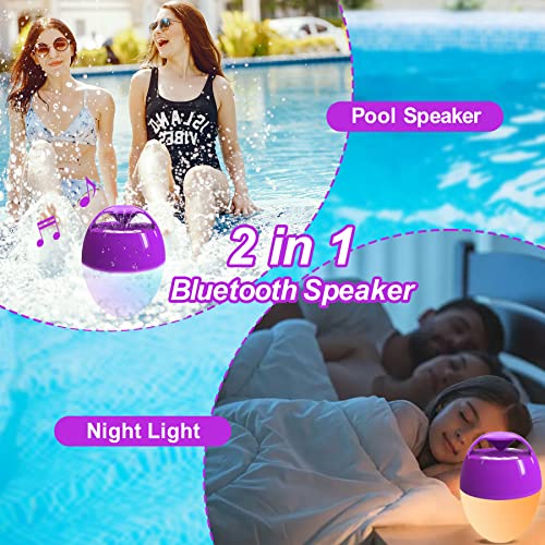 LanSuper Bluetooth Speakers with Colorful Lights,Pool Speaker IP68 Waterproof Floating Speaker for Pool,Built-in Mic,Crystal Clear Sound Speakers Bluetooth Wireless 85ft Range Hot Tub Speakers