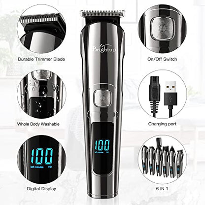 Brightup Beard Trimmer for Men - 19 Piece Mens Grooming Kit with Hair Clippers, Electric Razor, Shavers for Mustache, Body, Face, Nose and Ear Hair Trimmer, Gifts for Men, FK-8688T