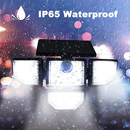 DAYBETTER Solar Powered Lights Outdoor - Motion Sensor Security Light with 4 Head 3 Modes Wall Floodlights IP65 Waterproof LED Flood Light for Outside Patio Garden Yard (2 Packs)