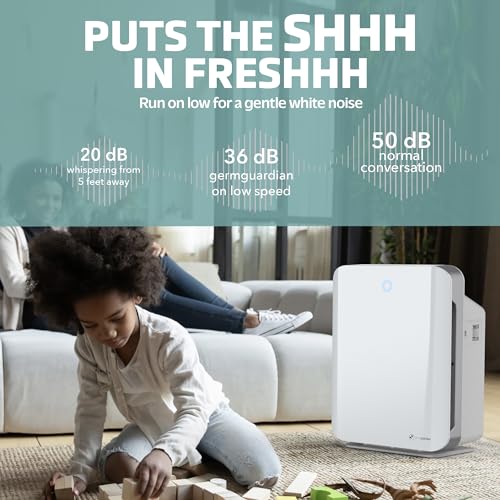 GermGuardian Air Purifier with HEPA 13 Filter, Removes 99.97% of Pollutants, Covers Large Room up to 1760 Sq. Foot Room in 1 Hr, UV-C Light Helps Reduce Germs, Zero Ozone Verified, 21", White, AC5900