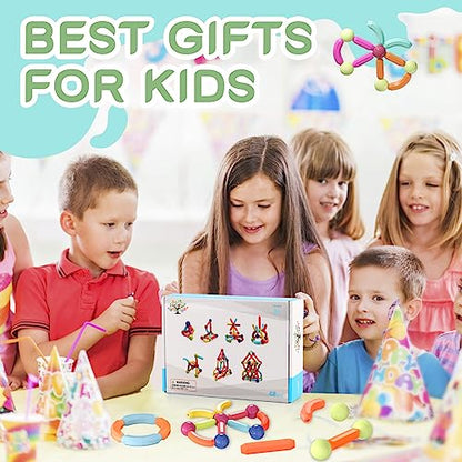 Boys Girls Toys Age 4-5,Little Boy Girl Toys Magnetic Blocks Sticks Tiles Construction Building, Learning Education Stem Preschool Toddler Kids Toys for 3+ Year Old, Montessori Toys for Toddlers Gifts