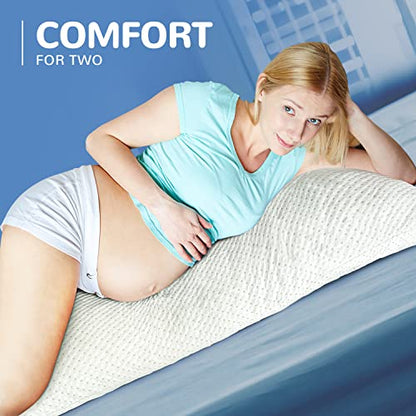ELEMUSE Full Body Pillow for Adults - Shredded Memory Foam & Zippered Cooling Bamboo Cover - 20 x 54 Long Pillow for Sleeping - Bed Pillows for Side Sleeper