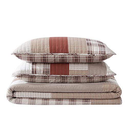 Eddie Bauer- King Quilt Set, Cotton Reversible Bedding Set, All Season Lodge Home Décor (Fairview Orange, King)