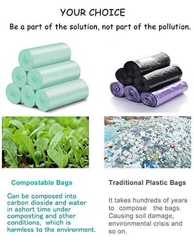 1.2 Gallon Small Trash Bags Garbage Bags, AYOTEE Mini Compostable Strong Bathroom Wastebasket Can Liners trash Bags for Home Office Kitchen fit 5L,5 Liter,1 Gal,Green
