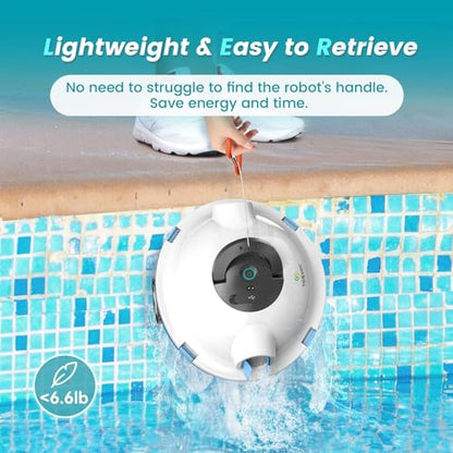 𝟮𝟬𝟮𝟯 𝙐𝙥𝙜𝙧𝙖𝙙𝙚 TASVAC Cordless Robotic Pool Cleaner, Automatic Pool Vacuum, 90 Mins Runtime, Powerful, Self-Parking, Lightweight, Ideal for Flat Above/In-Ground Pool up to 1100 Sq.Ft