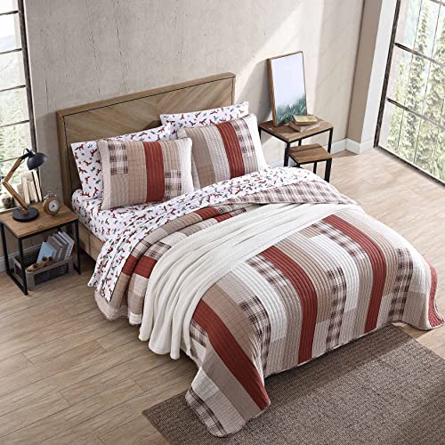 Eddie Bauer- King Quilt Set, Cotton Reversible Bedding Set, All Season Lodge Home Décor (Fairview Orange, King)