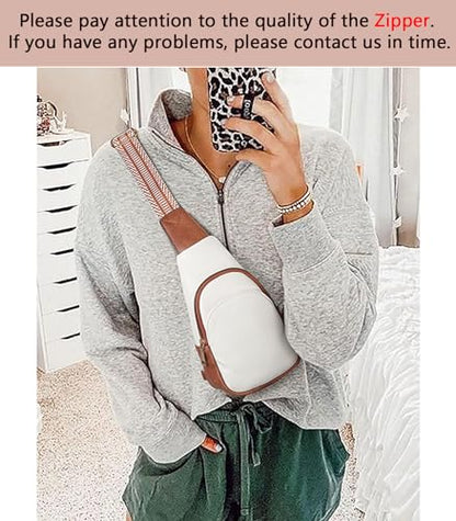 CLUCI Small Sling Bag for Women Crossbody, Faux Leather Fashion Waist Packs with Guitar Strap, Women's Fanny Packs