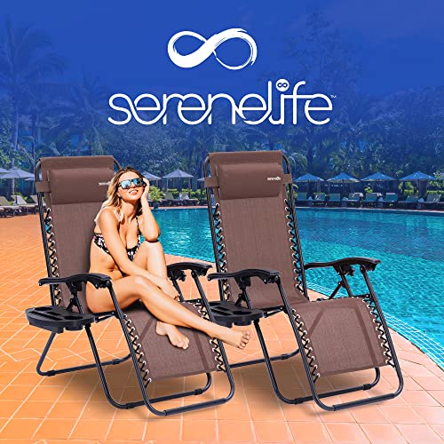 SereneLife Zero Gravity Lounge Chair, Brown