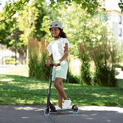 Jetson Scooters - Mars Kick Scooter (Midnight Black) - Collapsible Portable Kids Push Scooter - Lightweight Folding Design with High Visibility RGB Light Up LEDs on Wheels and Deck