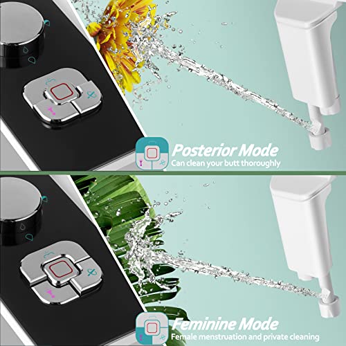 Bidet Attachment - SAMODRA Non-electric Cold Water Bidet Toilet Seat Attachment with Pressure Controls,Retractable Self-cleaning Dual Nozzles for Frontal & Rear Wash - Black