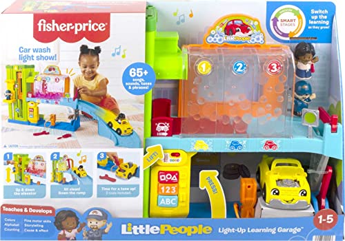 Fisher-Price Little People Toddler Playset Light-Up Learning Garage with Smart Stages Plus Toy Car and Ramp for Ages 1+ Years