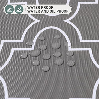 Vonabem 100% Waterproof Rectangle PVC Tablecloth, Vinyl Table Cloth Cover with Flannel Backing Oil Spill Proof Wipeable Table Cloths for Indoor Outdoor (Grey,60X84IN)