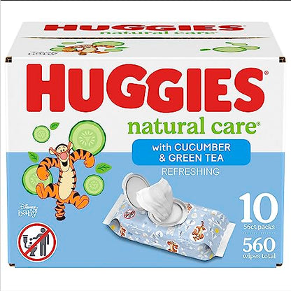 Huggies Natural Care Refreshing Baby Wipes, Hypoallergenic, Scented, 10 Flip-Top Packs (560 Wipes Total)
