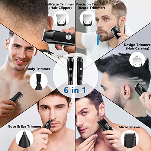 AMULISS Beard Trimmer for Men, Hair Clipper Trimmer for Men, Waterproof Mens Beard Grooming Kit, Cordless Barber Clippers for Hair Cutting with Nose Trimmer, Electric Razor, Body Shaver