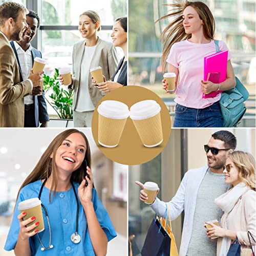 UPDATE: ALIVE AGAIN! PALERMOS [12 oz-100 Pack Disposable Coffee Cups with Lids 12 Oz- To Go Coffee Paper Cups with Lids & Stirrers - Hot/Cold Paper Coffee Cups for Drinks, Tea, Coffee -Hot Cups for Shops, Cafes, Home