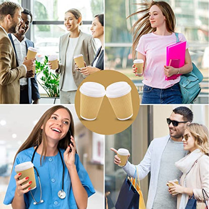 UPDATE: ALIVE AGAIN! PALERMOS [12 oz-100 Pack Disposable Coffee Cups with Lids 12 Oz- To Go Coffee Paper Cups with Lids & Stirrers - Hot/Cold Paper Coffee Cups for Drinks, Tea, Coffee -Hot Cups for Shops, Cafes, Home