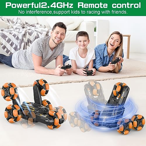 RC Car for Boys|Girls, RC Stunt Car with A Key Deformation&Memory Running, Double Sided Flip Stunt car,360 Rotating 2.4Ghz Indoor/Outdoor All Terrain Electric Toy Cars Gifts