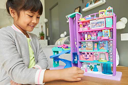 Polly Pocket Dolls and Playset, Mega Mall with 3 Micro Dolls, Toy Car and Accessories, 6 Floors and Elevator, Toys for Kids (Amazon Exclusive)