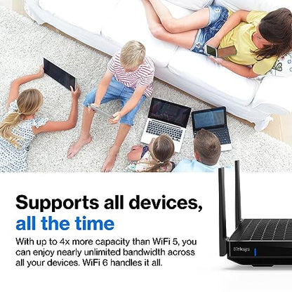 Linksys WiFi Mesh 6E Tri-Band Router | Fast and Reliable speeds | Connect 50+ Devices | Coverage of 2,500 Sq Ft | 2021 Release