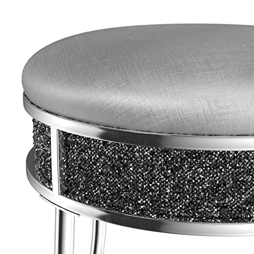 Hillsdale Furniture Roma Chrome 16-Inch Vanity Stool for Make up Room or Bathroom, Chrome