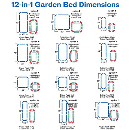Crirax Raised Garden Beds Outdoor 8×4×1 Ft DIY Galvanized for Vegetables 12-in-1 Modular Metal Bed Kit Gardening Planters Silver