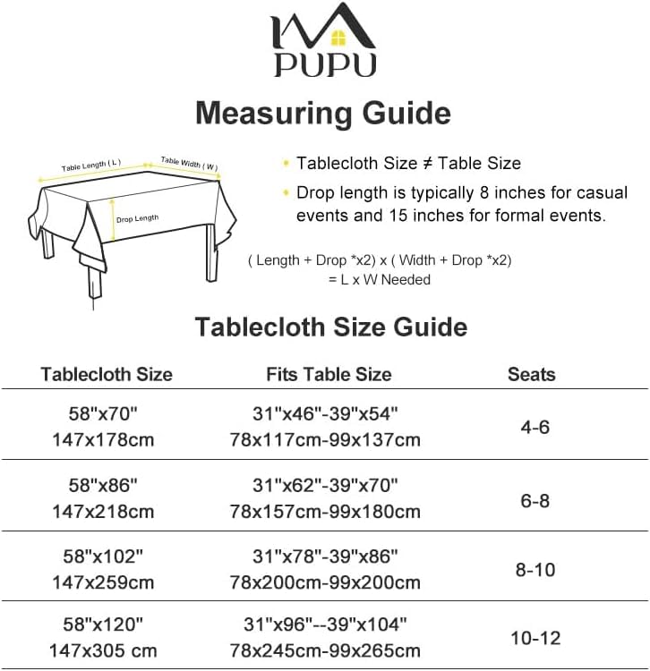 IVAPUPU Rectangle Table Cloth Linen Tablecloth Spillproof Wrinkle Free Kitchen Dinning Tabletop Decoration Table Cover Party Banquet 58''x120'' 10-12 Seats