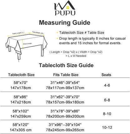 IVAPUPU Rectangle Table Cloth Linen Tablecloth Spillproof Wrinkle Free Kitchen Dinning Tabletop Decoration Table Cover Party Banquet 58''x120'' 10-12 Seats