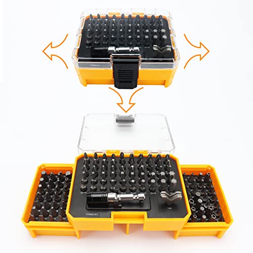 YF YoungFulTool 108 Piece 1/4’’ Hex Shank Magnetic Screwdriver Bit Set Slotted Phillips Pozidriv Torx Hex Security Bits,Speciality Bits,Quick-Release Bit Holder Hand/Power Tool Accessories