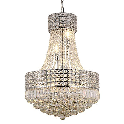Crystal Chandeliers for dining Room K9 Modern Crystal Chandelier classic luxury Imperial Style 9 Lights Chandelier Ceiling Dining room living room indoor bedroom Chandelier E12(Silver, D20 in)