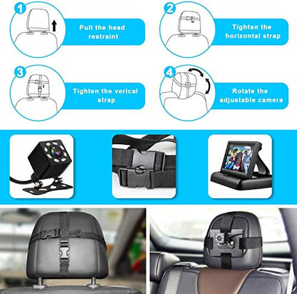 Shynerk Baby Car Mirror, 4.3'' HD Night Vision Function Car Mirror, Safety Car Seat Mirror Camera Monitored Mirror with Wide Crystal Clear View, Aimed at Baby, Easily Observe the Baby’s Move