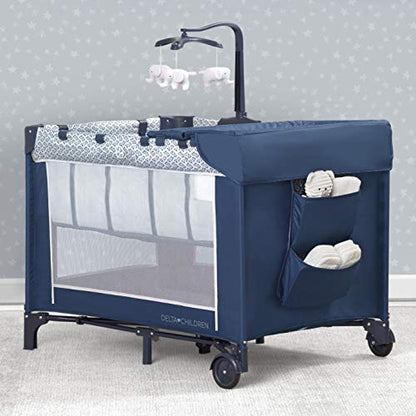 Delta Children LX Deluxe Portable Baby Play Yard with Removable Bassinet & Changing Table, Midnight