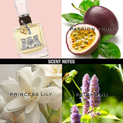 Juicy Couture Eau De Parfum, Women's Perfume with Notes of Passion Fruit, Princess Lili & Patchouli - Fruity & Floral Perfume for Women, EDP Spray, 3.4 Fl Oz
