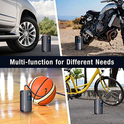 Nulksen Tire Inflator Portable Air Compressor, 150 PSI Cordless Air Pump for Car Tires with 7800mAh Battery, Tire Pump with Pressure Gauge for Car Bicycle Motorcycle Ball, Electric Bike Pump