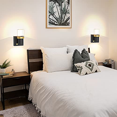 Anerbili Wall Sconces Set of 2, Modern LED Wall Light Dimmable with Remote Control, White and Color Glow, Wall Mounted Sconces Lighting Hardwired for Living Room Bedroom Hallway 10W 700 Lumen