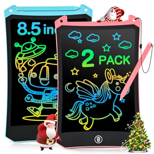 LCD Writing Tablet, 2 Pack Toddler Kids Toys Doodle Board, Colorful Drawing Pad Drawing Board, 8.5 Inch Doodle Pad Drawing Tablet, Educational Toys Christmas Birthday Gifts for Girls Boys Age 3-8