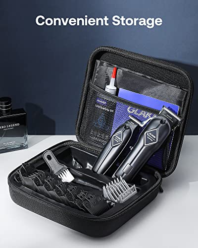 GLAKER Professional Hair Clippers and T-Blade Trimmer, Cordless Mens Hair Clippers for Women Kids, Barber Clippers Rechargeable Fading Clippers with 15PCS Guards