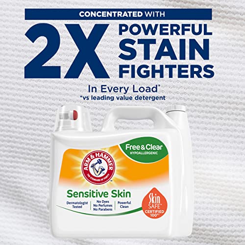 Arm & Hammer Sensitive Skin Free & Clear, 140 Loads Liquid Laundry Detergent, 140 Fl oz