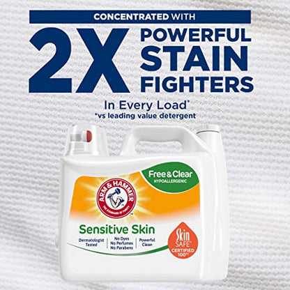Arm & Hammer Sensitive Skin Free & Clear, 140 Loads Liquid Laundry Detergent, 140 Fl oz