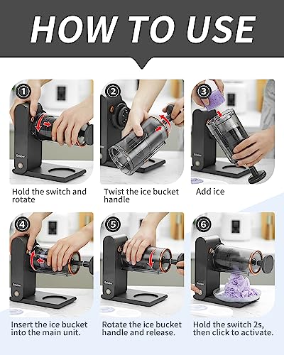 Shaved Ice Machine Electric - Rechargeable Snow Cone Machine with 2 Silicone Ice Mold, Kitchen Table-Top Ice Crusher for Slushies(Dark Grey)