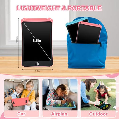 LCD Writing Tablet, 2 Pack Toddler Kids Toys Doodle Board, Colorful Drawing Pad Drawing Board, 8.5 Inch Doodle Pad Drawing Tablet, Educational Toys Christmas Birthday Gifts for Girls Boys Age 3-8